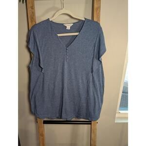 Liz Claiborne Blue Short Sleeve V-Neck Top XXL